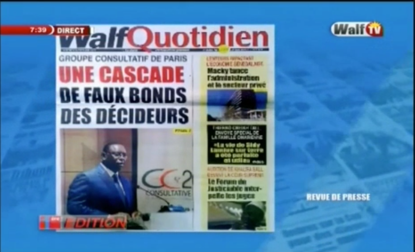 Revue de presse (Wolof) Walf TV du mercredi 19 décembre 2019 par Seydina Omar Bâ