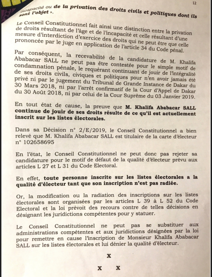 Présidentielle 2019 : Khalifa Sall conteste l’invalidation de sa candidature au Conseil constitutionnel (Document)