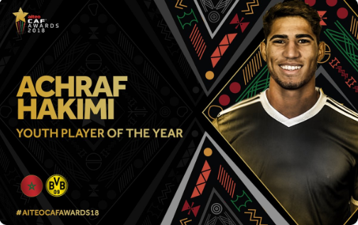 Caf Awards 2018 : Achraf Hakimi, meilleur jeune de l’année