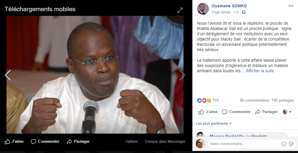 Cour suprême: Le message poignant de Ousmane Sonko à l’endroit de Khalifa Sall