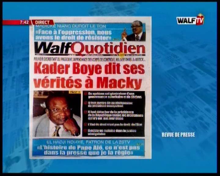 Revue de presse ( Wolof) WALF TV du jeudi 17 janvier 2019 par Seydina Omar Bâ