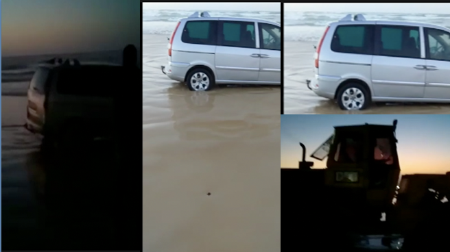 Parcelles Assainies : Une voiture ensablée en bordure de mer…