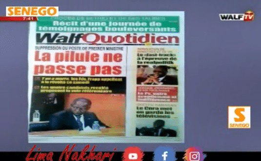 Revue de Presse Wolof Walf TV du Vendredi 26 Avril 2019 Par Seydina Omar Bâ (Video)