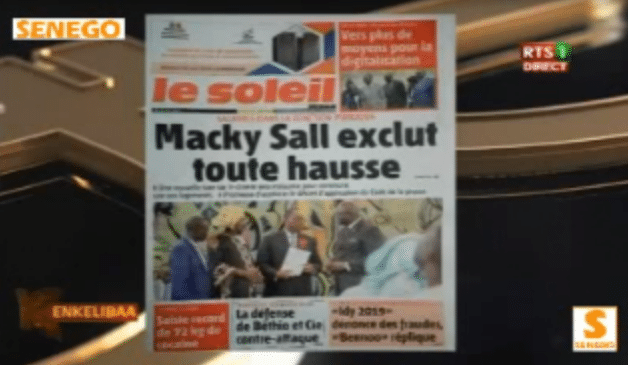 Revue de Presse Français Rts1 du Jeudi  02 Mai 2019  (Video)