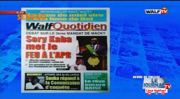 Revue de Presse Français Walf TV du Lundi 21 Octobre 2019 (Video)