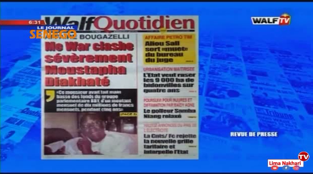 Revue de Presse Français Walf TV du Mardi 26 Novembre 2019 (Video)
