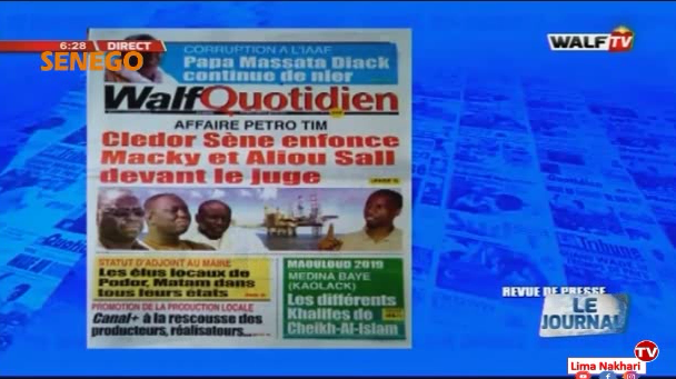 Revue de Presse Français Walf TV du Jeudi 07 Novembre 2019 (Video)
