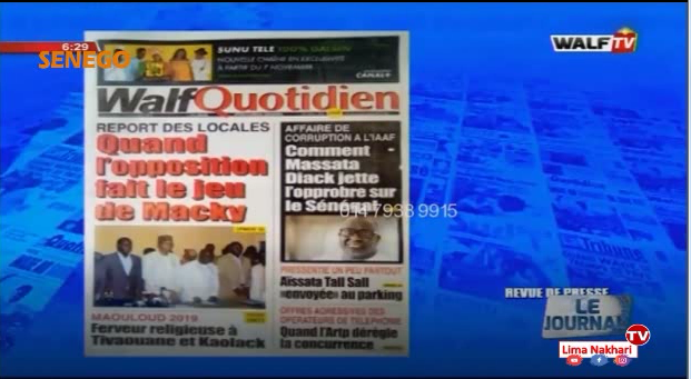 Revue de Presse Français Walf TV du Vendredi 08 Novembre 2019 (Video)