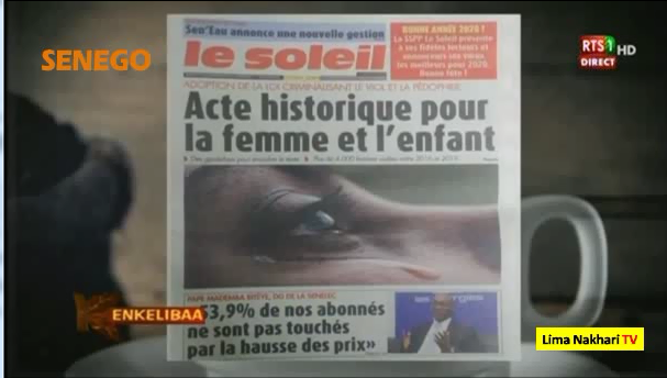 Revue de Presse Français Rts1 du Mardi 31 Décembre 2019 (Video)