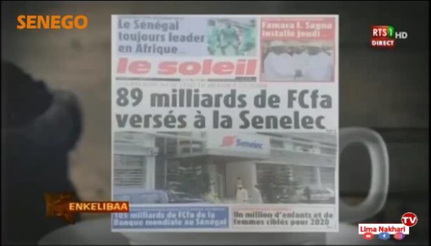 Revue de Presse Français Rts1 du Vendredi 20 Décembre 2019 (Video)