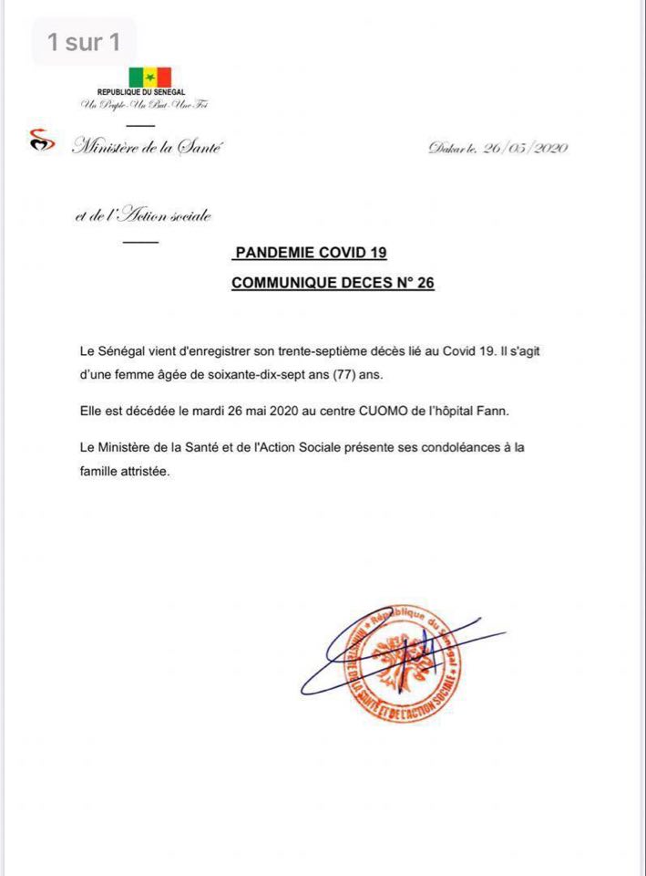 Coronavirus : Le Sénégal enregistre son 37ème décès (Ministère ...