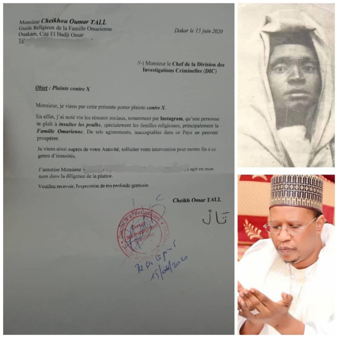 Injures contre la famille Omarienne : Thierno Cheikhou Oumar Bachir Tall dépose une plainte contre X