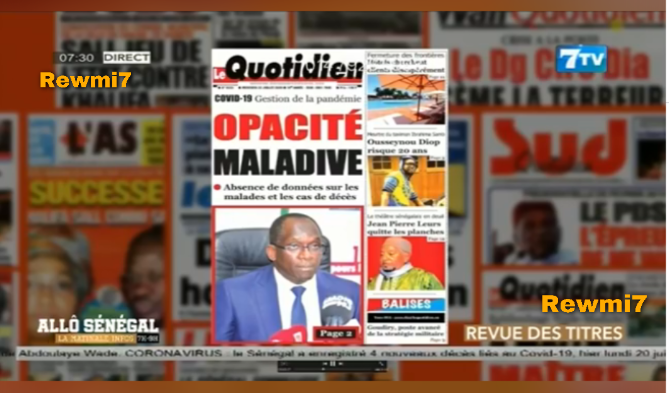 Revue de Presse 7Tv du Mercredi 22 Juillet 2020 (Vidéo)