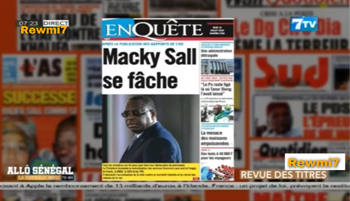 Revue de Presse 7Tv en français du Jeudi 16 Juillet 2020 (Vidéo)