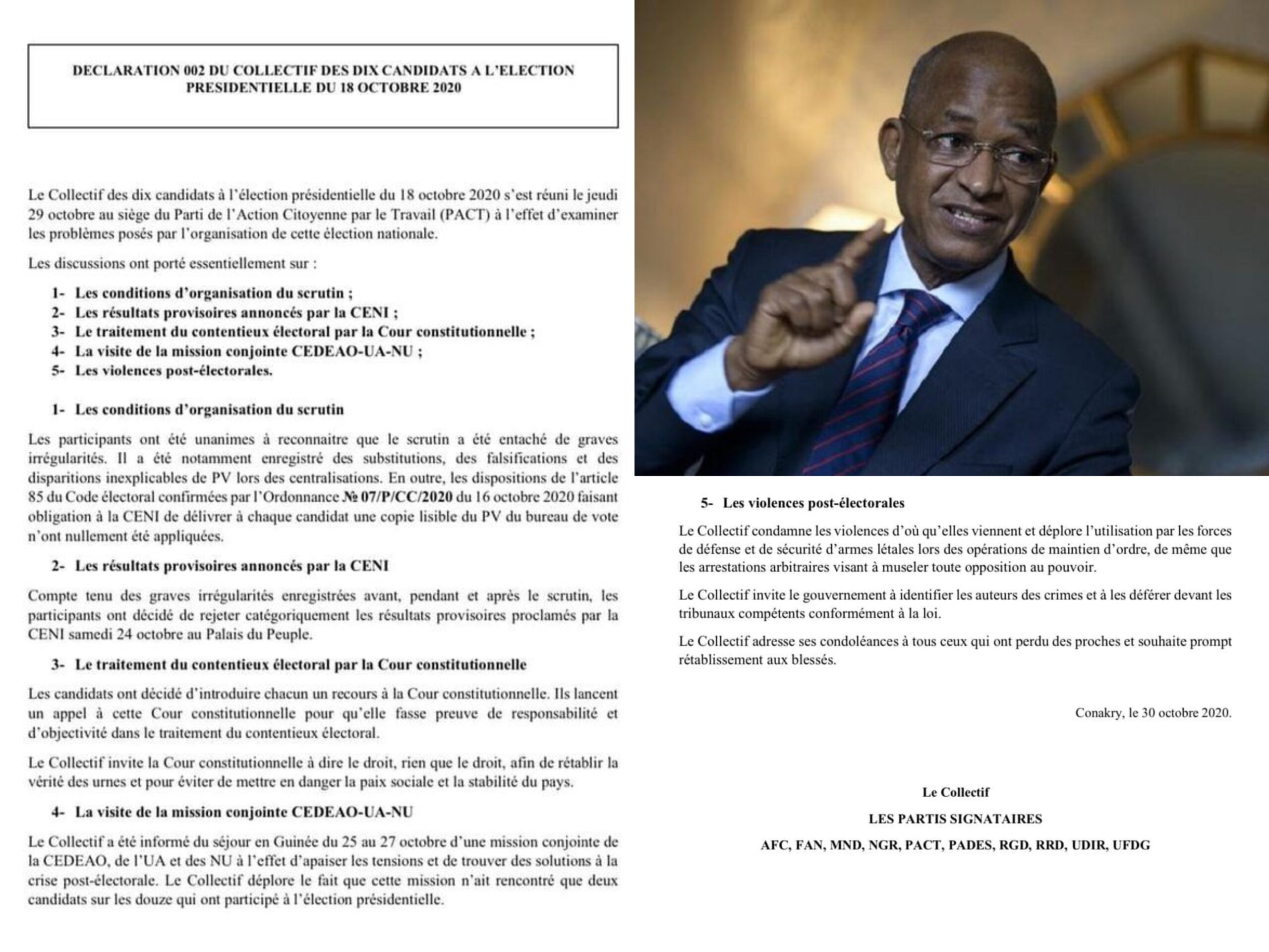 Guinée : 10 candidats sur les 12 à la Présidentielle rejettent les résultats de la Ceni