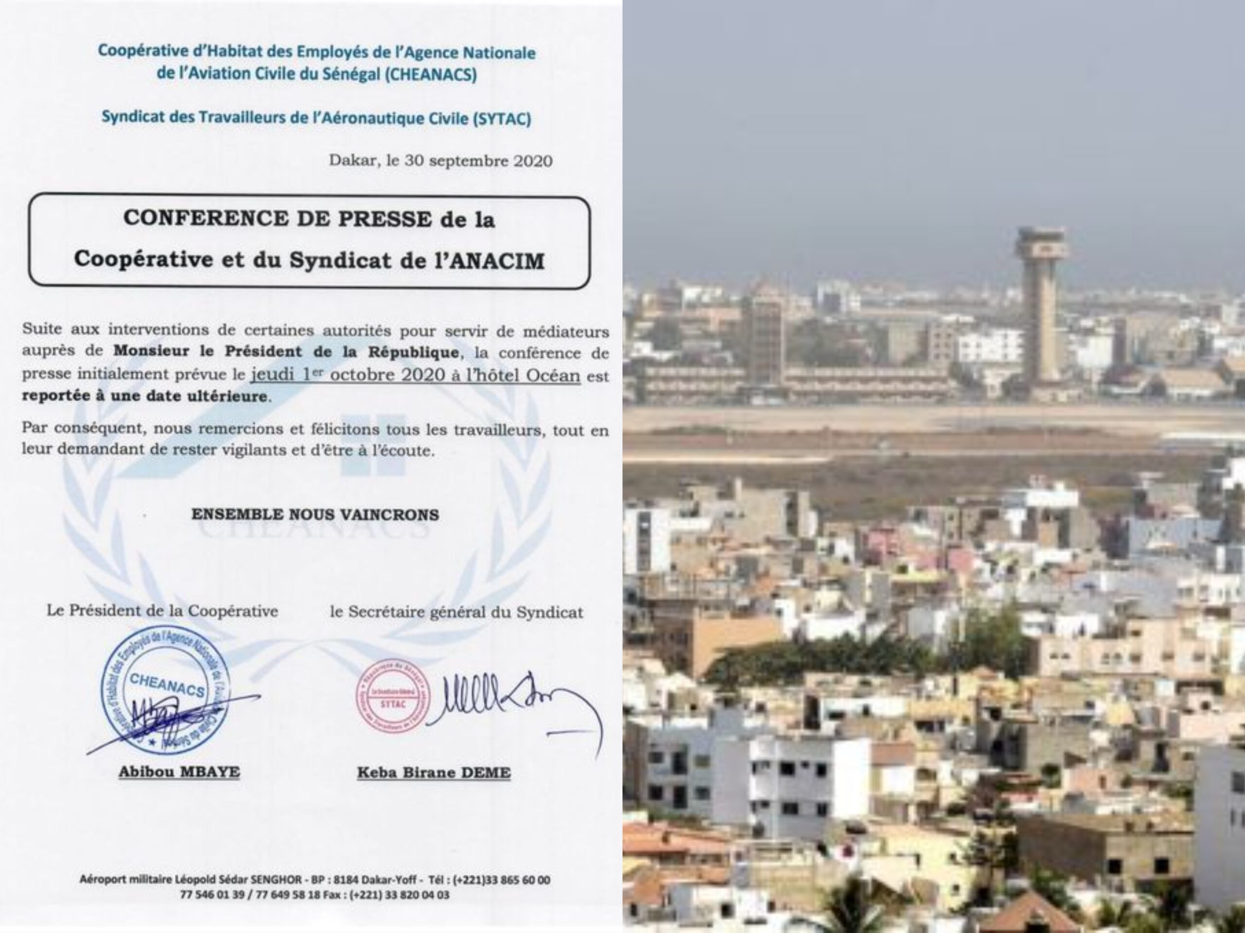 Terres LSS : La conférence de presse de la CHEANACS et du SYTAC reportée suite à des interventions..