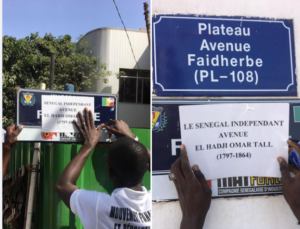 Des jeunes rebaptisent l’av Faidherbe et le blvd De Gaulle, El H. Omar et Valdiodio Ndiaye (Vidéo)