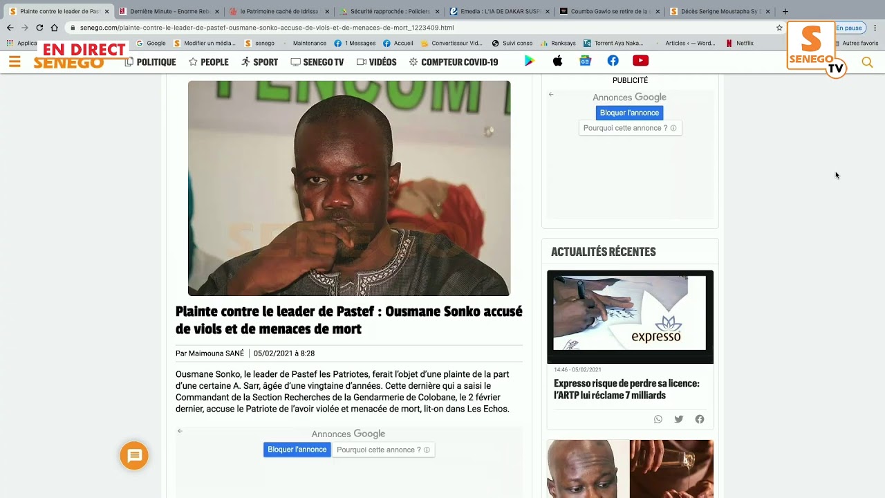 Feus net : Quant une affaire de viols et de menaces de mort déchire la toile (Senego-TV)