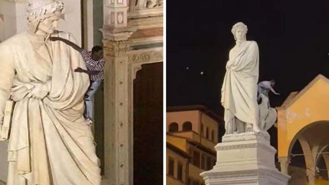 Italie : Un Sénégalais ivre grimpe sur la statue de Dante…