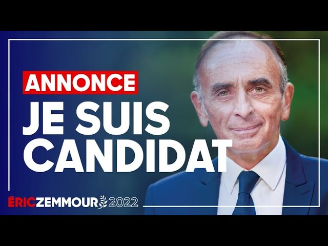 Eric Zemmour Je Suis Candidat à Lélection Présidentielle Vidéo