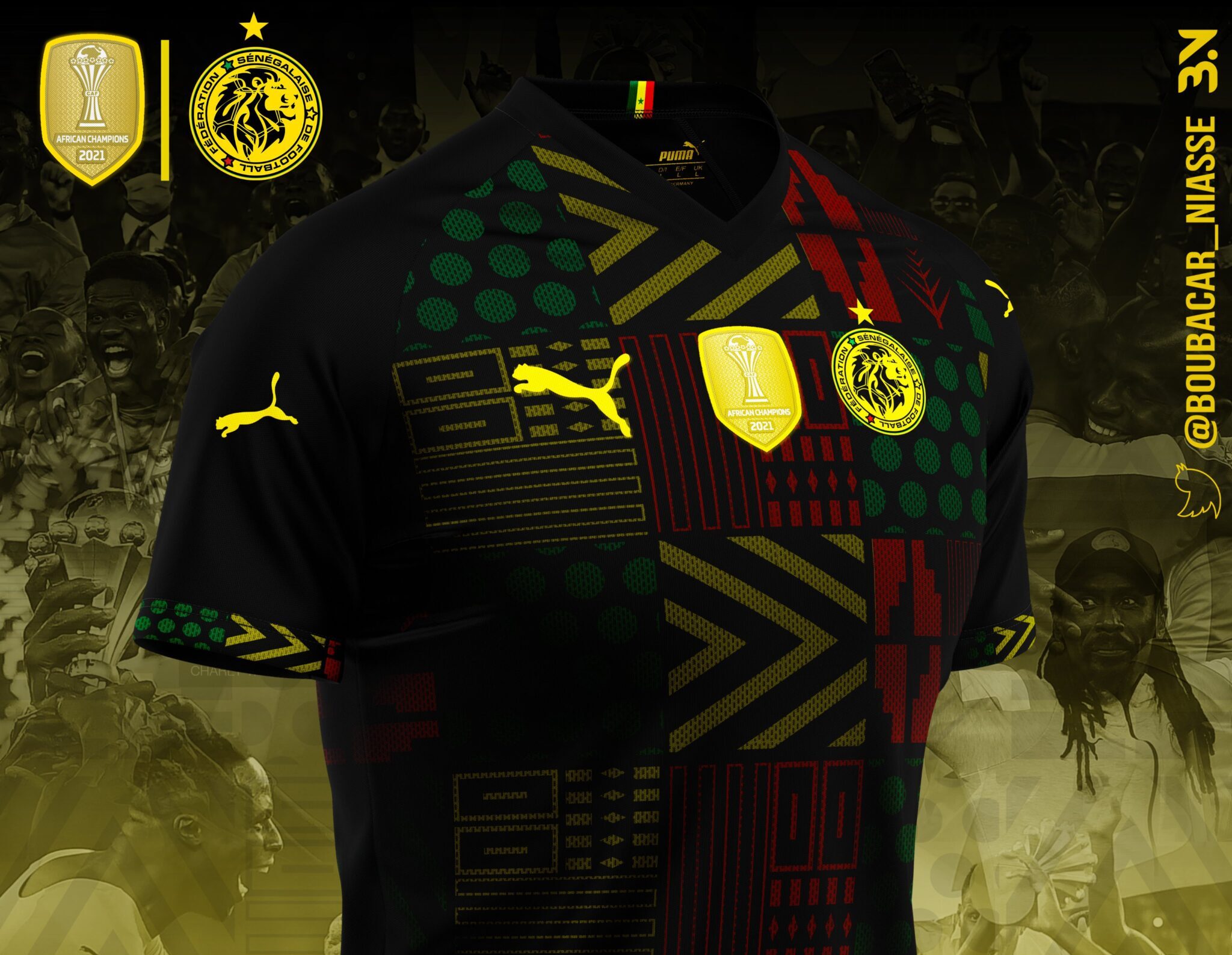 Can 2021: Un jeune Sénégalais crée un magnifique design du Maillot du Sénégal version « spécial Champion D’Afrique »