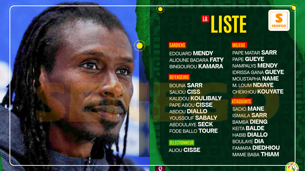 Barrages Mondial 2022 : Aliou Cissé lance 26 Lions, avec le retour de Yousssouf Sabaly et Bingourou Kamara, contre l’Egypte !