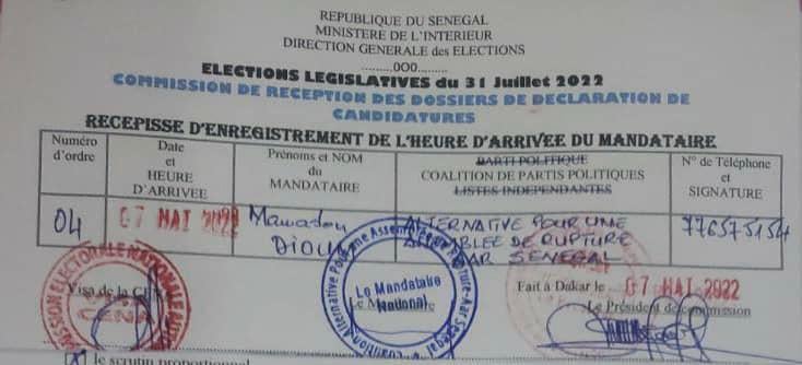 Législatives 2022 : AAR Sénégal a déposé ses dossiers de déclaration de candidature
