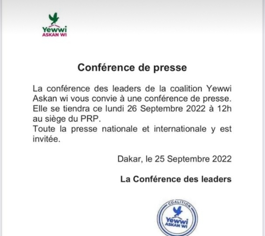 YAW : La conférence des leaders face à la presse, ce lundi