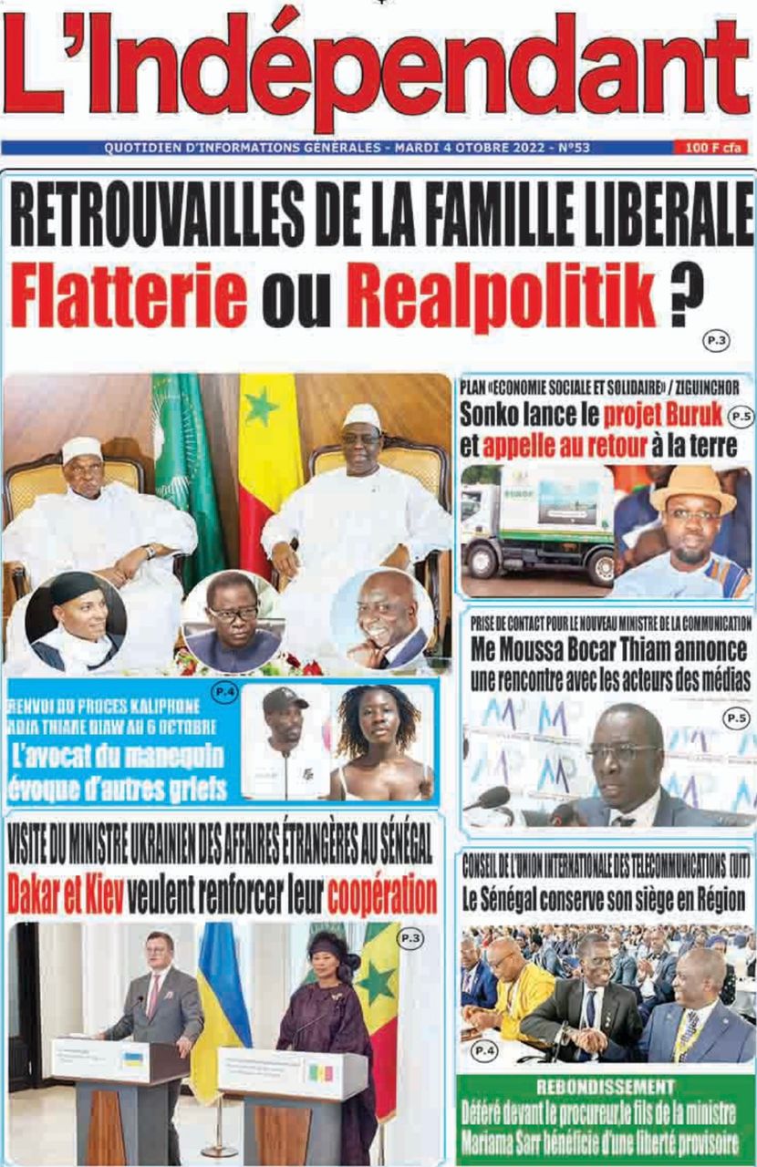 Une des journaux du mardi 04 octobre 2022