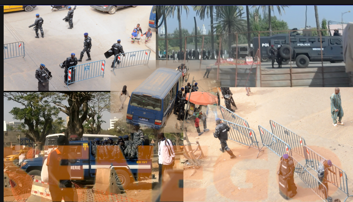 Marche de l’opposition, place de l’obélisque barricadée, impressionnant dispositif sécuritaire (Senego tv)