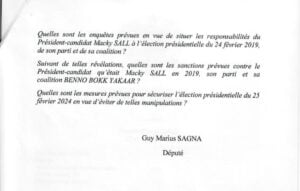 Questions orales et d’actualité : GMS saisit le pdt de l’Assemblée nationale