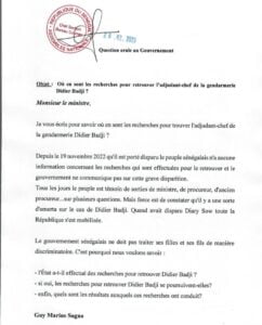 Questions orales et d’actualité : GMS saisit le pdt de l’Assemblée nationale