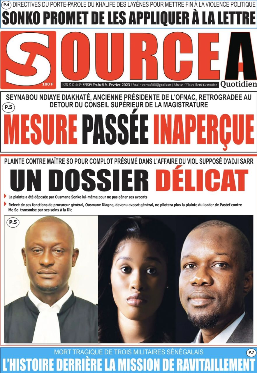 Une des journaux au Sénégal du vendredi 24 février 2023