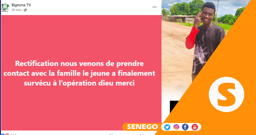 Bignona la famille dément la mort du jeune touché par balle (médias