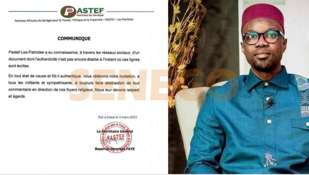 Sonko refusé de prière à Léona : La réaction de Pastef (Communiqué)