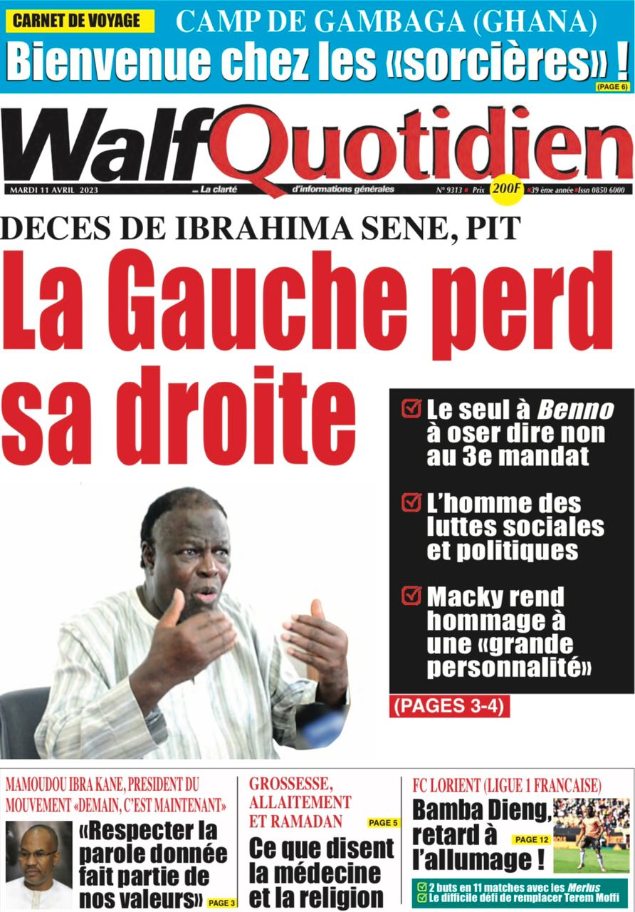 Une des journaux du mardi 11 avril 2023