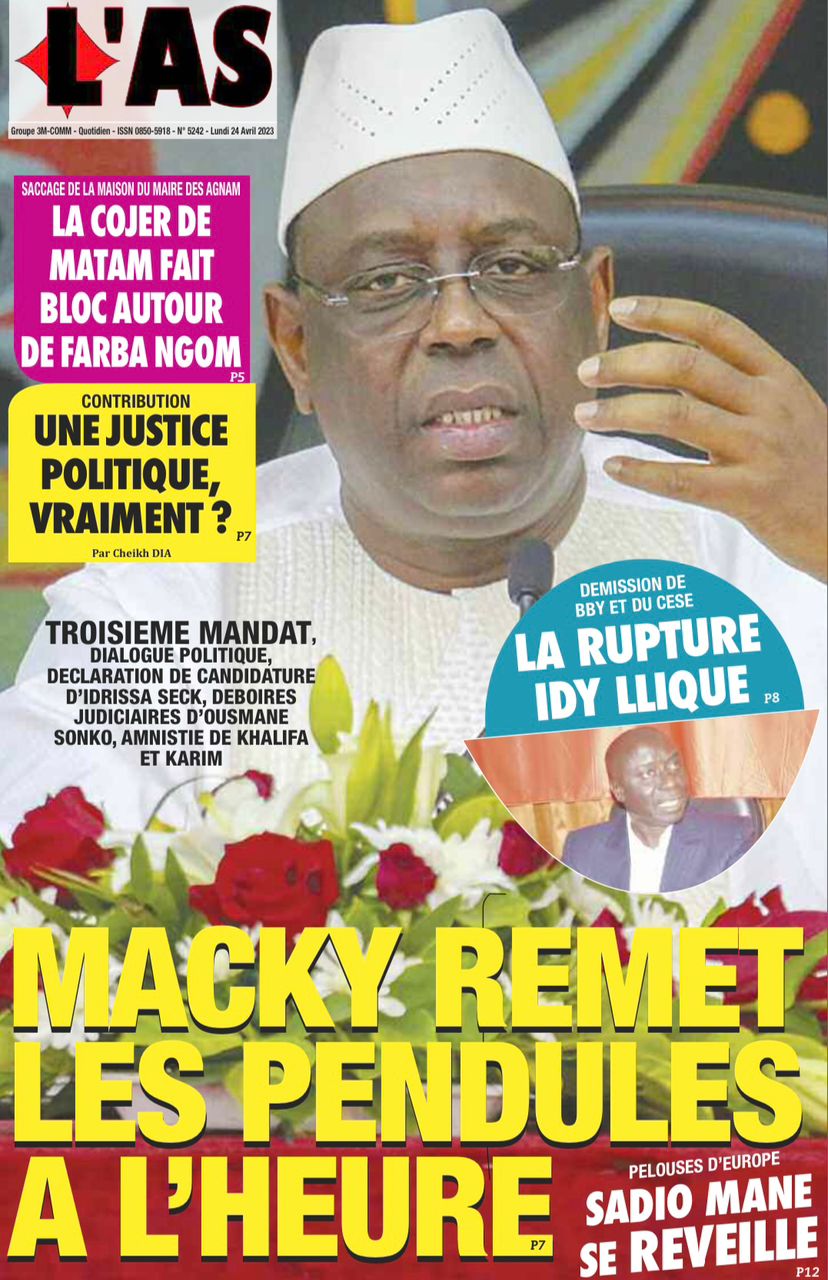 Une des journaux du lundi 24 avril 2023