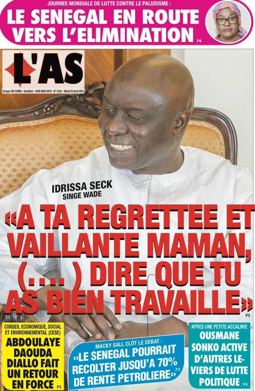 Une des journaux du mardi 25 avril 2023