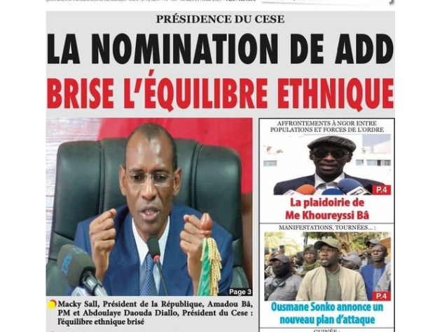 Déséquilibre ethnique » : Le carton rouge de Moustapha Diakhaté à Direct news…