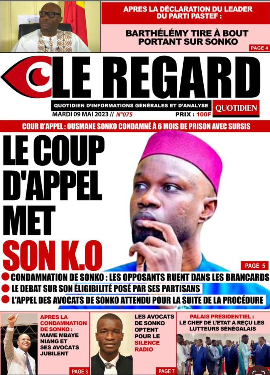 Une des journaux du mardi 09 mai 2023