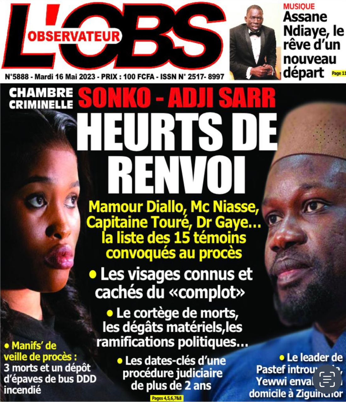 Une des journaux sénégalais de ce mardi 16 mai 2023