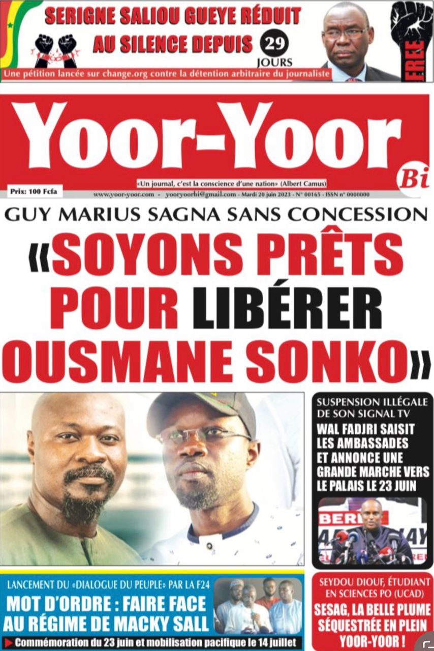 Une des journaux du mardi 20 juin 2023