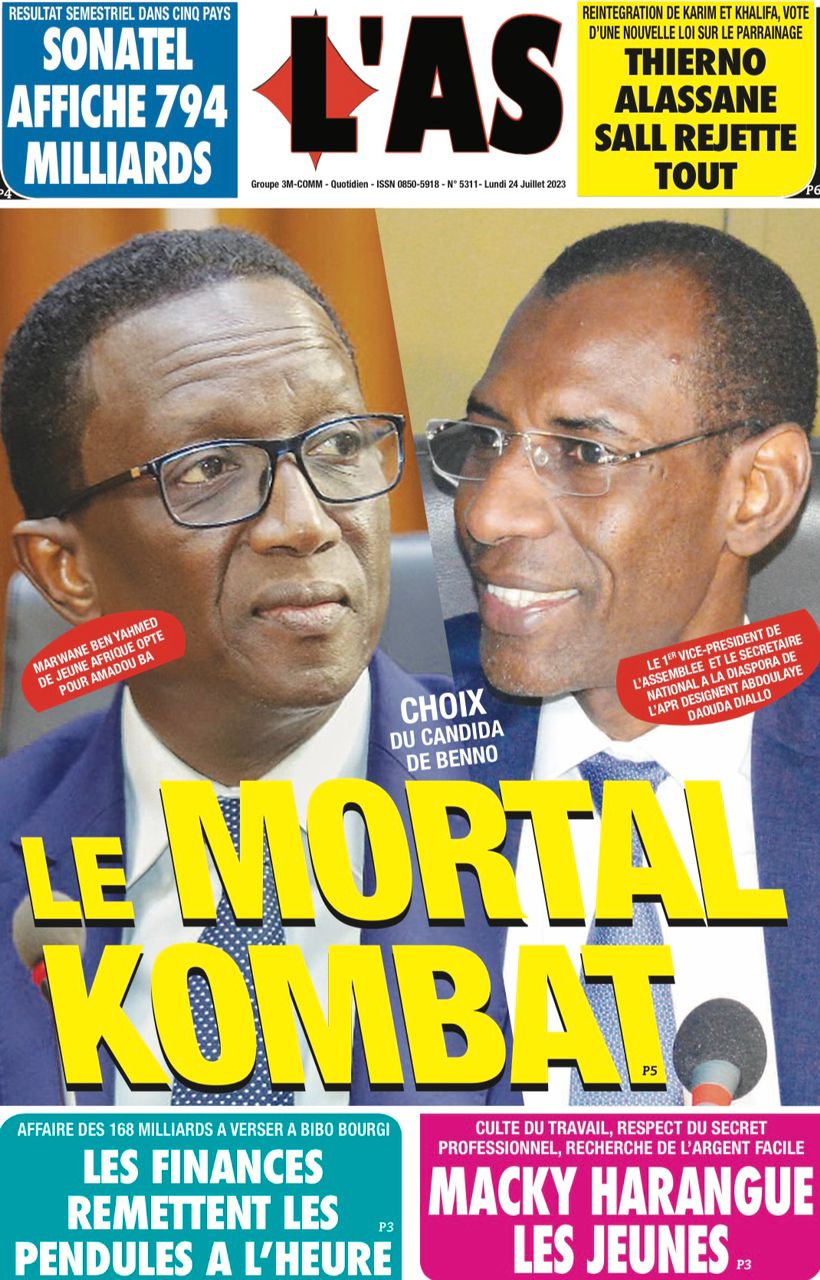 Une des journaux du lundi 24 juillet 2023