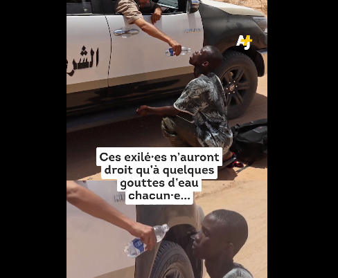 Tunisie: Des gardes-frontières libyens donnant de petites quantités d’eau à des exilés (vidéo)