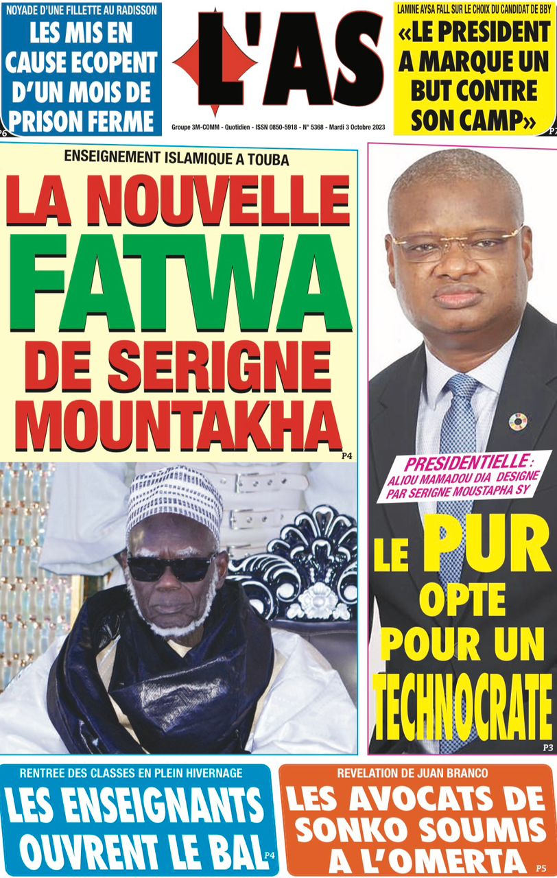 Une des journaux du mardi 03 octobre 2023