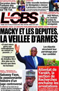 Une des journaux du samedi 14 octobre 2023