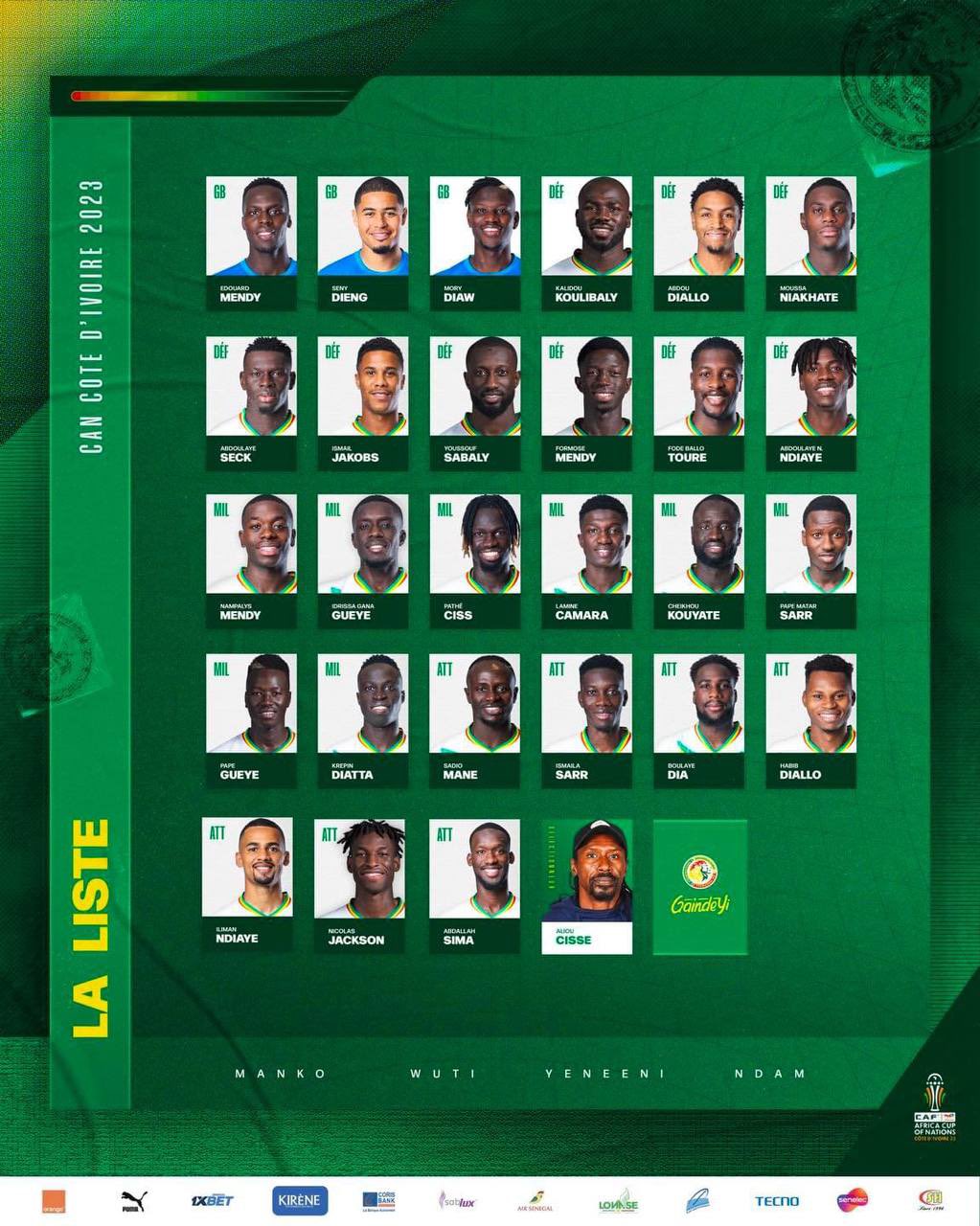 Photo choc: Aliou Cissé exclut 12 champions d