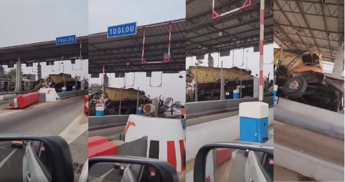 Toglou : Un camion percute la cabine de péage : Des images incroyables…(vidéo)