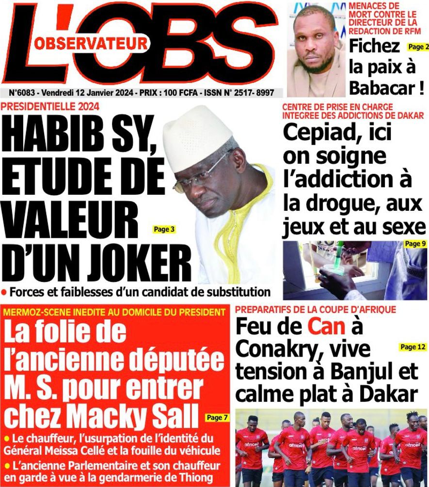 Une des journaux du vendredi 12 décembre 2024