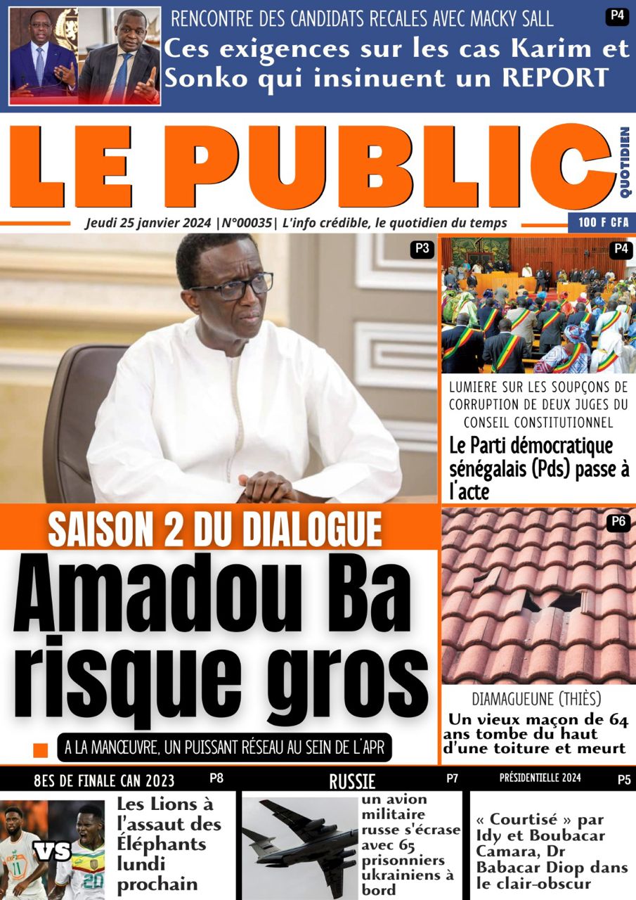 Une des journaux, jeudi 25 janvier 2024,